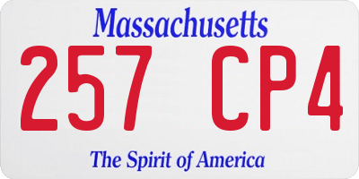 MA license plate 257CP4