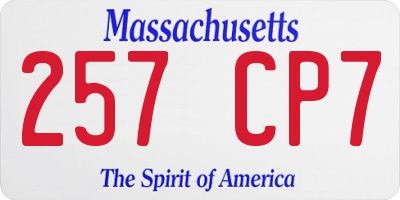 MA license plate 257CP7