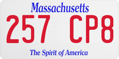 MA license plate 257CP8