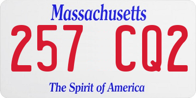 MA license plate 257CQ2