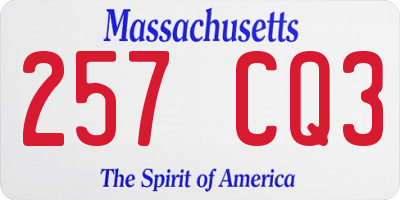 MA license plate 257CQ3
