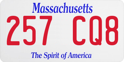 MA license plate 257CQ8