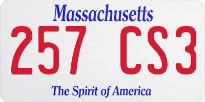 MA license plate 257CS3