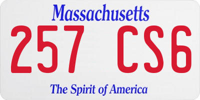 MA license plate 257CS6