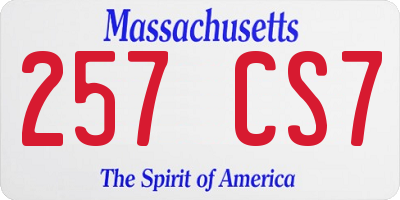 MA license plate 257CS7