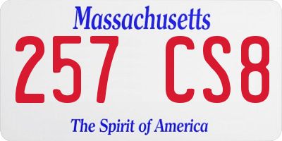 MA license plate 257CS8