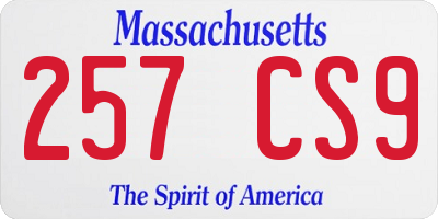 MA license plate 257CS9