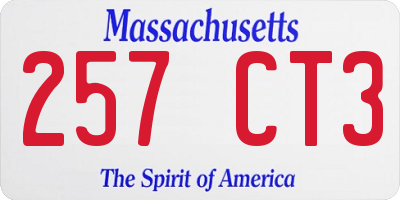 MA license plate 257CT3