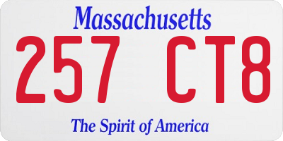 MA license plate 257CT8
