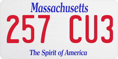 MA license plate 257CU3