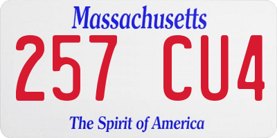 MA license plate 257CU4