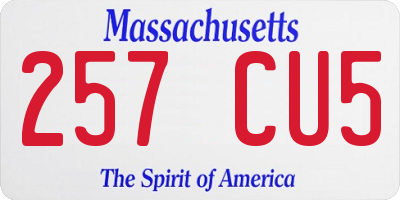 MA license plate 257CU5