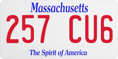 MA license plate 257CU6