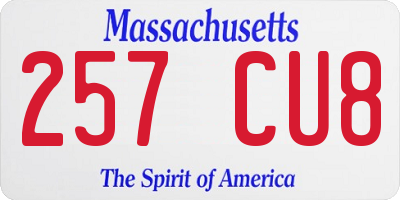 MA license plate 257CU8