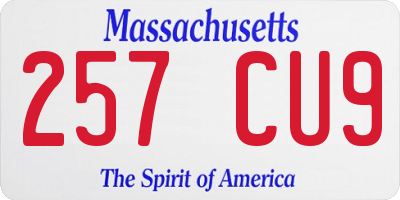 MA license plate 257CU9
