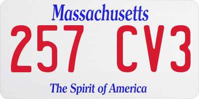 MA license plate 257CV3