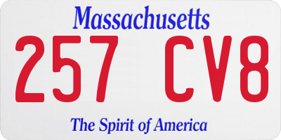 MA license plate 257CV8