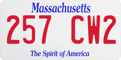 MA license plate 257CW2