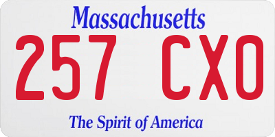 MA license plate 257CX0
