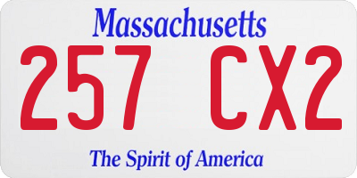MA license plate 257CX2