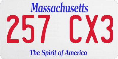 MA license plate 257CX3