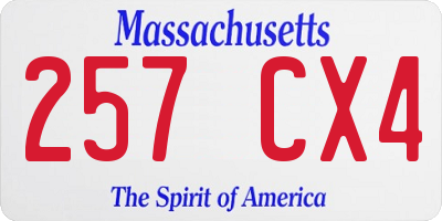 MA license plate 257CX4