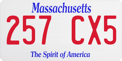 MA license plate 257CX5