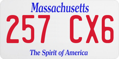 MA license plate 257CX6