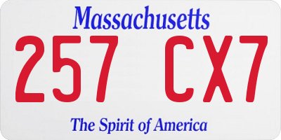 MA license plate 257CX7