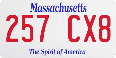 MA license plate 257CX8