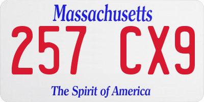 MA license plate 257CX9