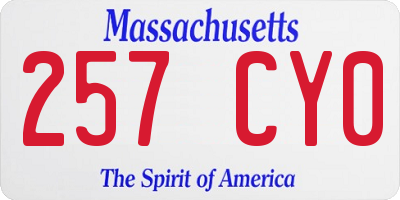 MA license plate 257CY0