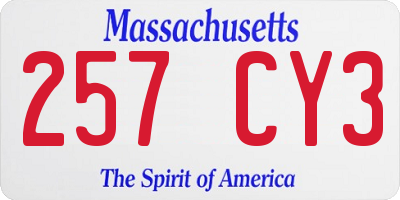 MA license plate 257CY3