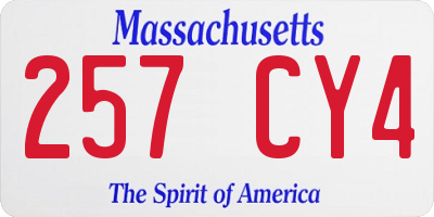 MA license plate 257CY4
