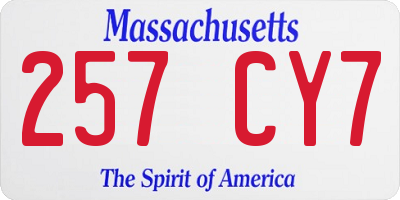 MA license plate 257CY7