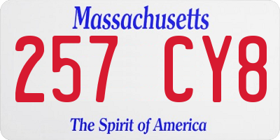 MA license plate 257CY8