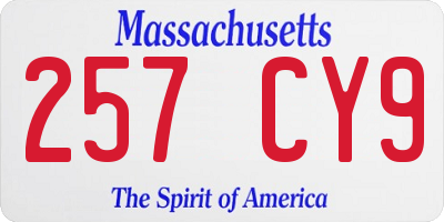 MA license plate 257CY9