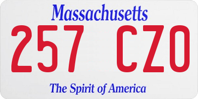 MA license plate 257CZ0