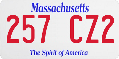 MA license plate 257CZ2