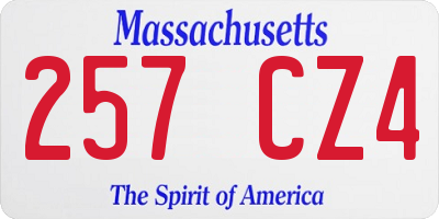 MA license plate 257CZ4