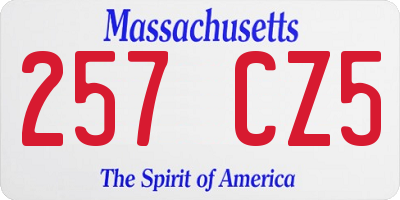 MA license plate 257CZ5