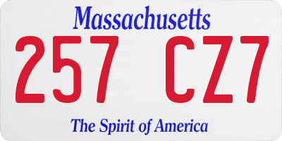 MA license plate 257CZ7
