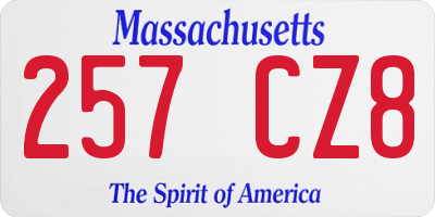 MA license plate 257CZ8