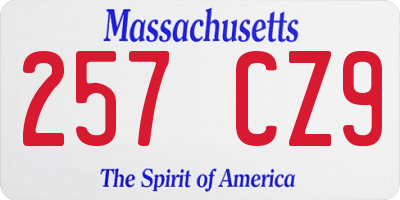 MA license plate 257CZ9