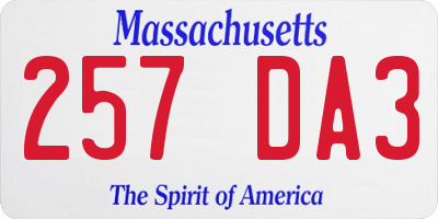 MA license plate 257DA3