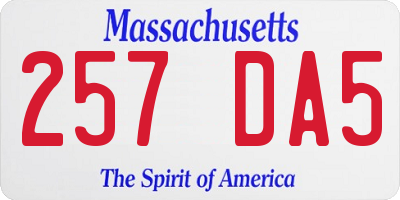 MA license plate 257DA5