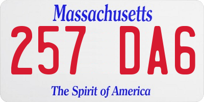 MA license plate 257DA6