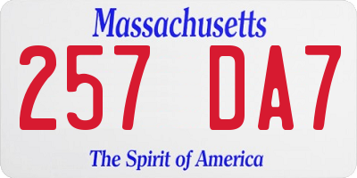 MA license plate 257DA7