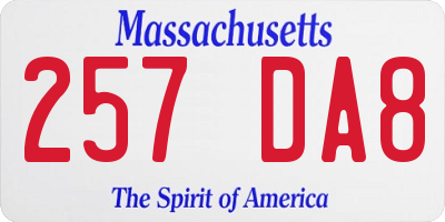MA license plate 257DA8