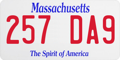 MA license plate 257DA9